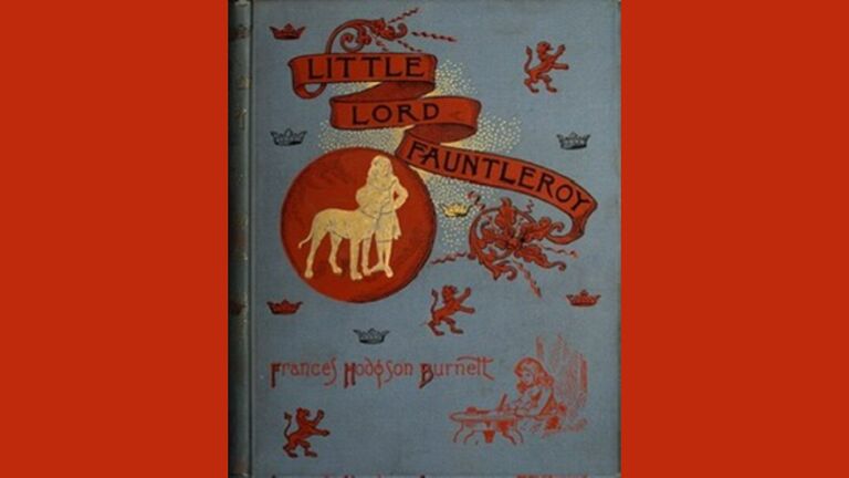 vor rotem Hintergrund das Titelbild zum Buch "Little Lord Fauntleroy"