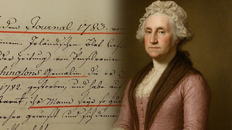 alter handschriftlicher Text und ein Mann als Frau verkleidet in frühneuzeitlicher Mode