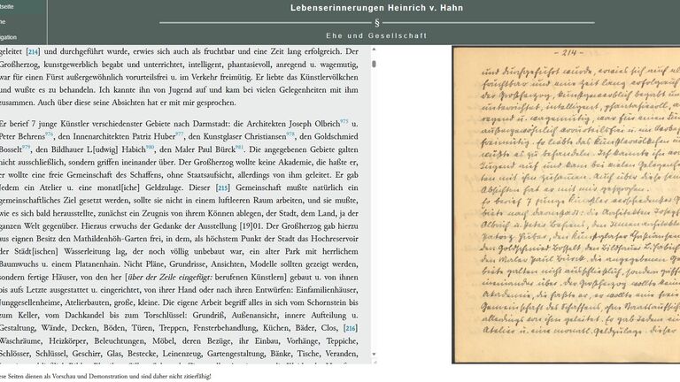 Auf der linken Seite befindet sich computergeschriebener Text, auf der rechten Seite handschriftlicher Text