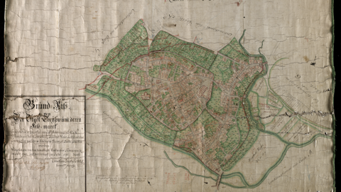 Beschädigte Karte des Ortskerns von Treysa, 1755 (HStAM, Karten, B 170) Beschädigte Karte des Ortskerns von Treysa, 1755 (HStAM, Karten, B 170)