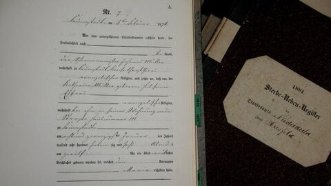 Seite eines Sterbenebenregisters