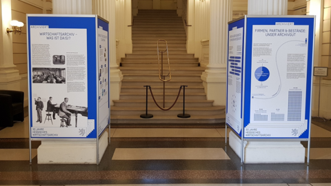 Blick in die Ausstellung "Archiviert. 30 Jahre Hessisches Wirtschaftsarchiv" Blick in die Ausstellung "Archiviert. 30 Jahre Hessisches Wirtschaftsarchiv"