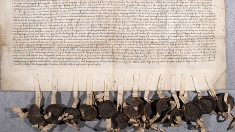 Siegel an einer spätmittelalterlichen Urkunde, 1422 (HStAD, B 3, 230)