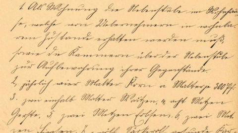 Detailliert geregelt: Lebensmittel, auf die der Auszügler Heinrich Möller jährlich ein Anrecht hat (HStAM, 275 Schenklengsfeld, 308) Historisches Schriftstück: Festlegung der Lebensmittel, auf die der Auszügler Heinrich Möller jährlich ein Anrecht hat (HStAM, 275 Schenklengsfeld, 308)