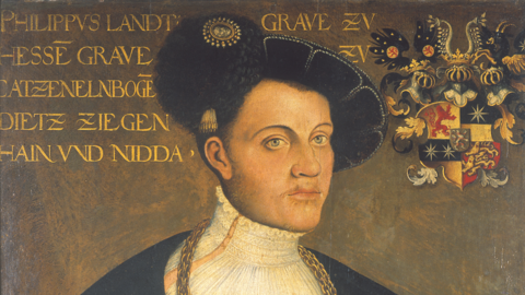Gemälde: Portrait des jungen Philipp von Hessen in Hofkleidung, Kopie von Hans Krell nach einem Original von Lukas Cranach (Ausschnitt)
