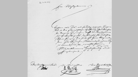 Mitteilung über die Wahl J. Grimms zum Abgeordneten der Nationalversammlung (HStAM, 340 Grimm, Br 3447) Schriftstück: Mitteilung über die Wahl J. Grimms zum Abgeordneten der Nationalversammlung (HStAM, 340 Grimm, Br 3447)