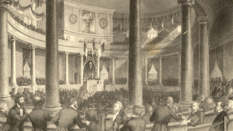 Blick in die Paulskirche auf die Nationalversammlung, 1848 (HStAD, R 4, 34943) Kupferstich: Blick in die Paulskirche auf die Nationalversammlung, 1848 (HStAD, R 4, 34943)