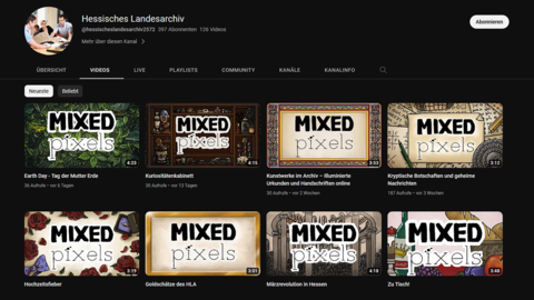 Screenshot aus Youtube: Motivbilder der Videos zu den Mixed Pixels, gezeichnet von Sam Krasser Screenshot aus Youtube: Motivbilder der Videos zu den Mixed Pixels, gezeichnet von Sam Krasser