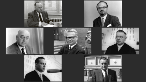 Richter und Staatsanwälte im 1. Frankfurter Auschwitz-Prozess Photos