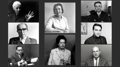 Algunos de los testigos en el primer proceso de Auschwitz de Fráncfort.  Fotografías