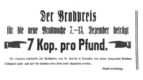 Historische Preisankündigung: Text in Frakturschrift