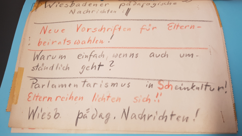 Handgeschriebene Zeitung des Lehrerkabaretts (HStAD, Best. N 29, 31) Historisches Schriftstück