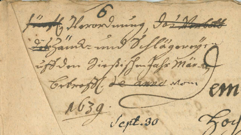 Verordnung, die Zänck- und Schlägereyen uff den Gießischen Jahr-Märkten betreffend, 1639 (HStAD, R 4, 38/22) Historisches Schriftstück, beschrieben in alter deutscher Schrift