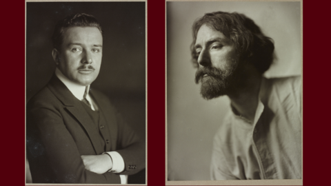 Selbstbewusst: der österreichische Architekt Joseph Maria Olbrich. Künstlerisch: der britische Maler Augustus John (HStAD, D 27 A, 81) Historische Fotos: Zwei Porträts von Männern