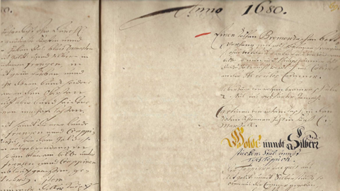 Handschriftliches Inventar mit farbigen Rubriken