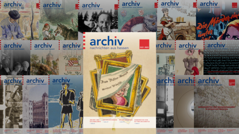 Vielfältig und informativ: Die "Archivnachrichten aus Hessen" Kollage: Titelseiten aller Archivnachrichten seit 2015
