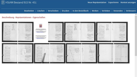 Screenshot aus Arcinsys Screenshot aus Arcinsys: Seiten von Sterberegistern und eine ausgeblendete Seite