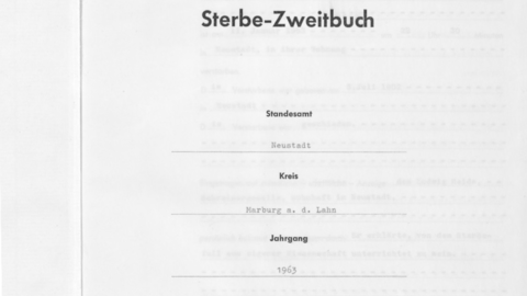 Screenshot: Titelseite des Sterbe-Zweitbuchs von Neustadt (Hessen)