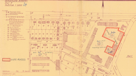 Flurkarte der Kaserne in Arolsen (HStAM, 601/21, 367) Planzeichnung einer Kaserne