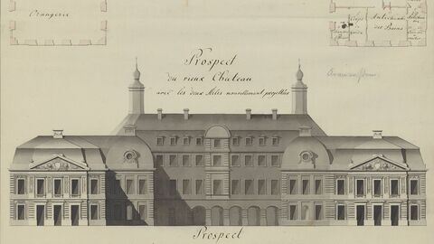 Historische Zeichnung einer Schlossfassade