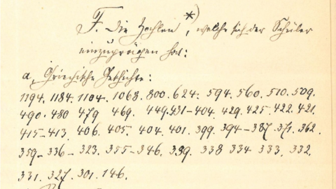 Jahreszahlen der griechischen Geschichte zum Auswendiglernen (HStAM, 152 Acc 1938-9, 1123) handschriftliches Dokument mit Überschrift und Zahlenreihen