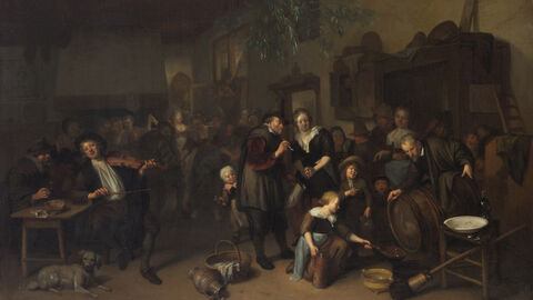 Wirtshausszene mit tanzenden Bauern Gemälde von tanzenden Menschen in einem Wirtshaus (1690)