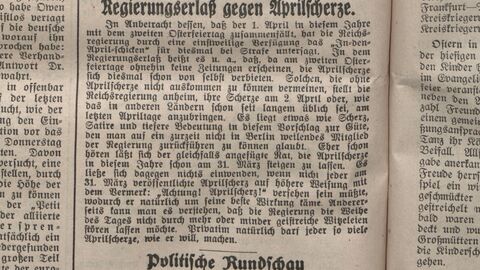 Erlass wider die Aprilscherze Zeitungsausschnitt