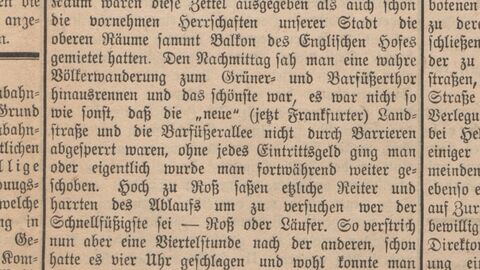 Ausschnitt aus der Oberhessischen Zeitung vom 4. April 1888 Zeitungsausschnitt
