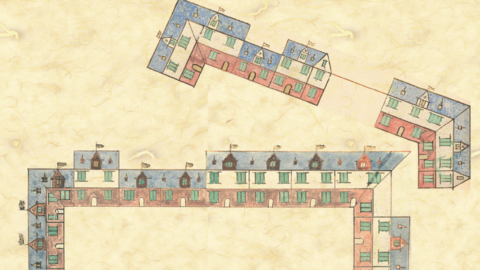 Entwurf für die Bebauung der Hanauer Neustadt Zeichnung von Häuserreihen