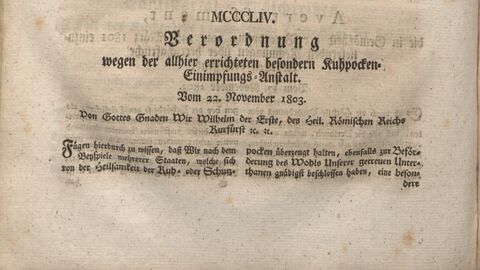 Hessische Landesordnung: Verordnung vom 22. November 1803 gedrucktes Dokument in Fraktur