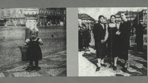 Zwangsarbeiterinnen in Südhessen Zwei historische Fotos: links ein Kind, rechts drei junge Frauen