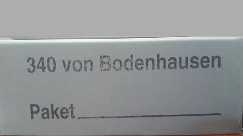 Karton mit der Aufschrift "340 von Bodenhausen"