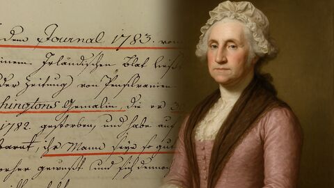 alter handschriftlicher Text und ein Mann als Frau verkleidet in frühneuzeitlicher Mode