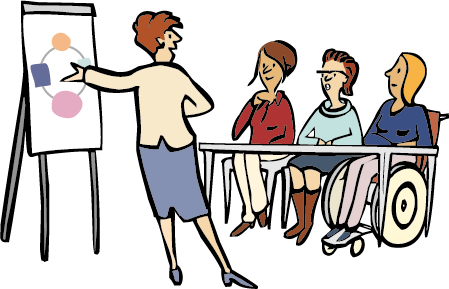 Kurs-Frauen Einige Frauen bekommen etwas erklärt.